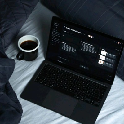Laptop with coffee